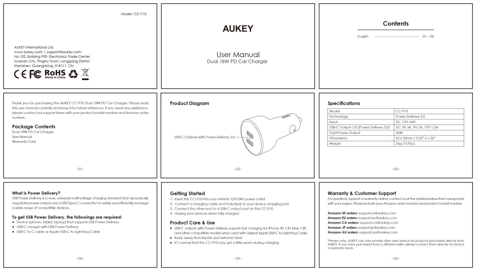 Aukey CC-Y10 User Manual