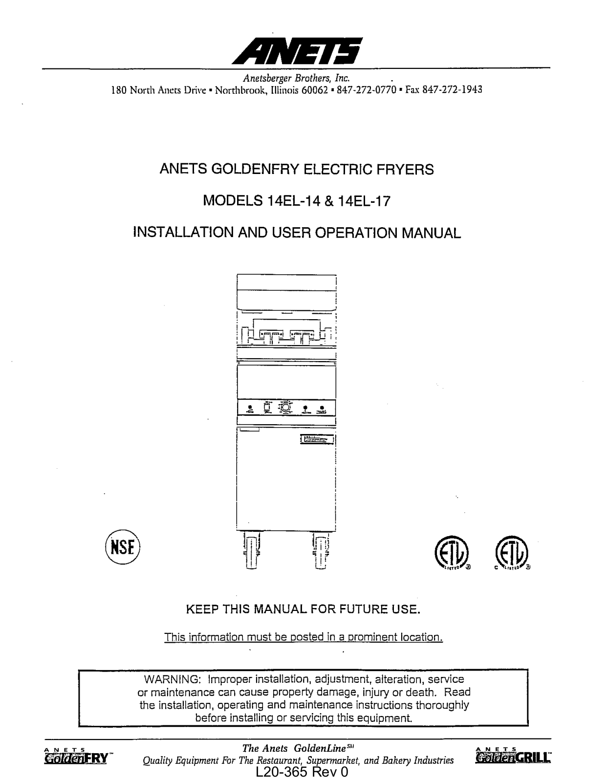 Anets 14EL-17 Installation  Manual