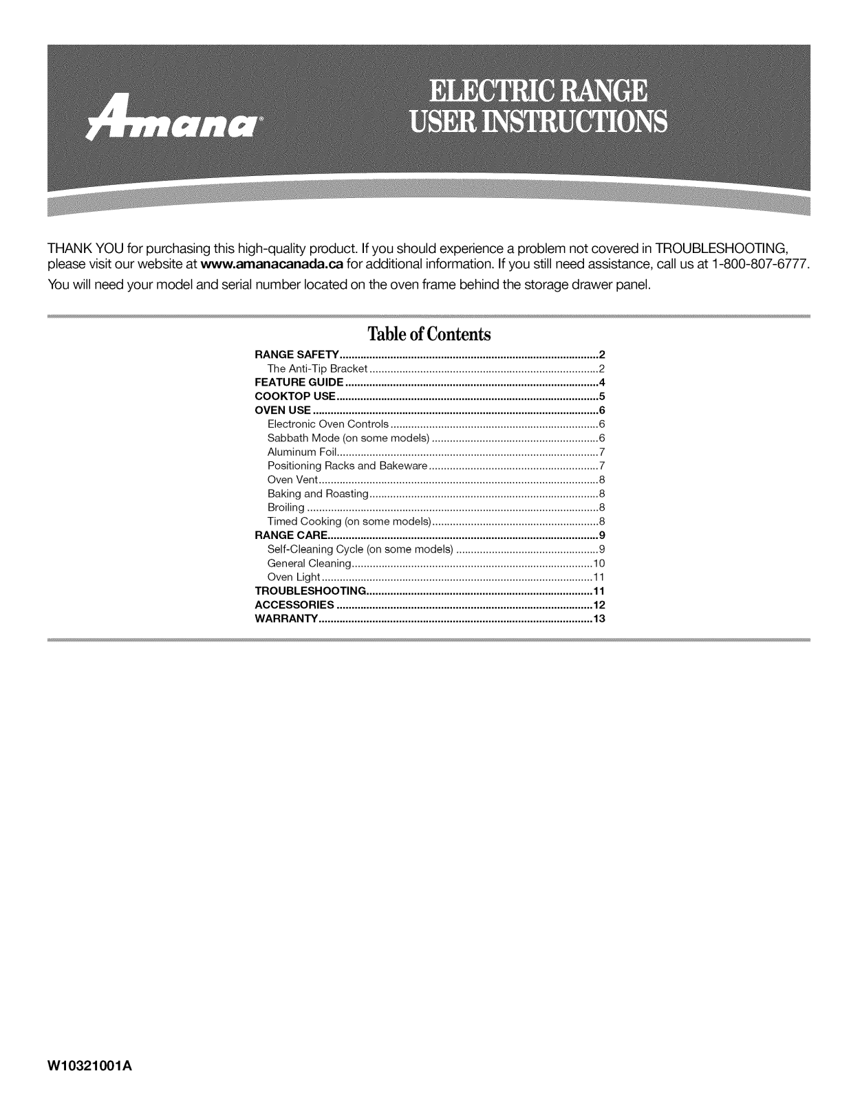 Amana AER5823XCW0, AER5823XCS0, AER5823XCB0 Owner’s Manual