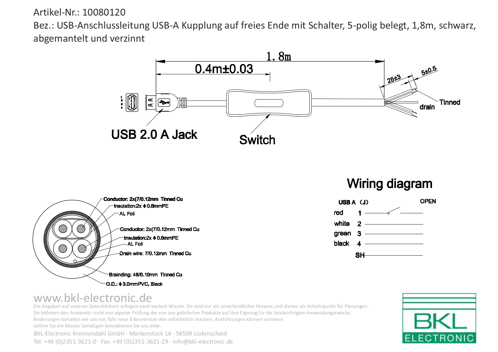 BKL USB-A 10080120 Datasheet - ManualMachine.com