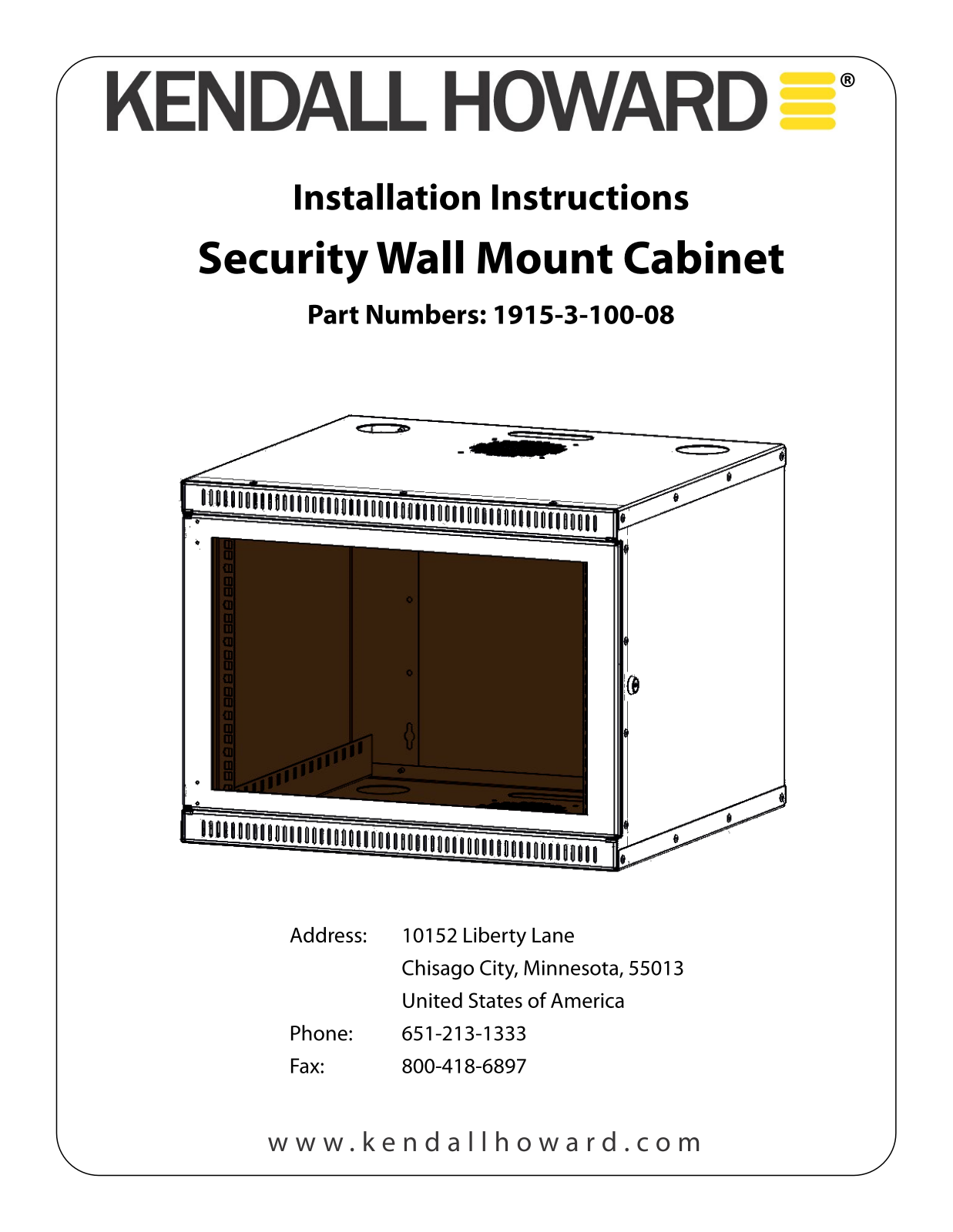 Kendall Howard 1915-3-100-08 User Manual