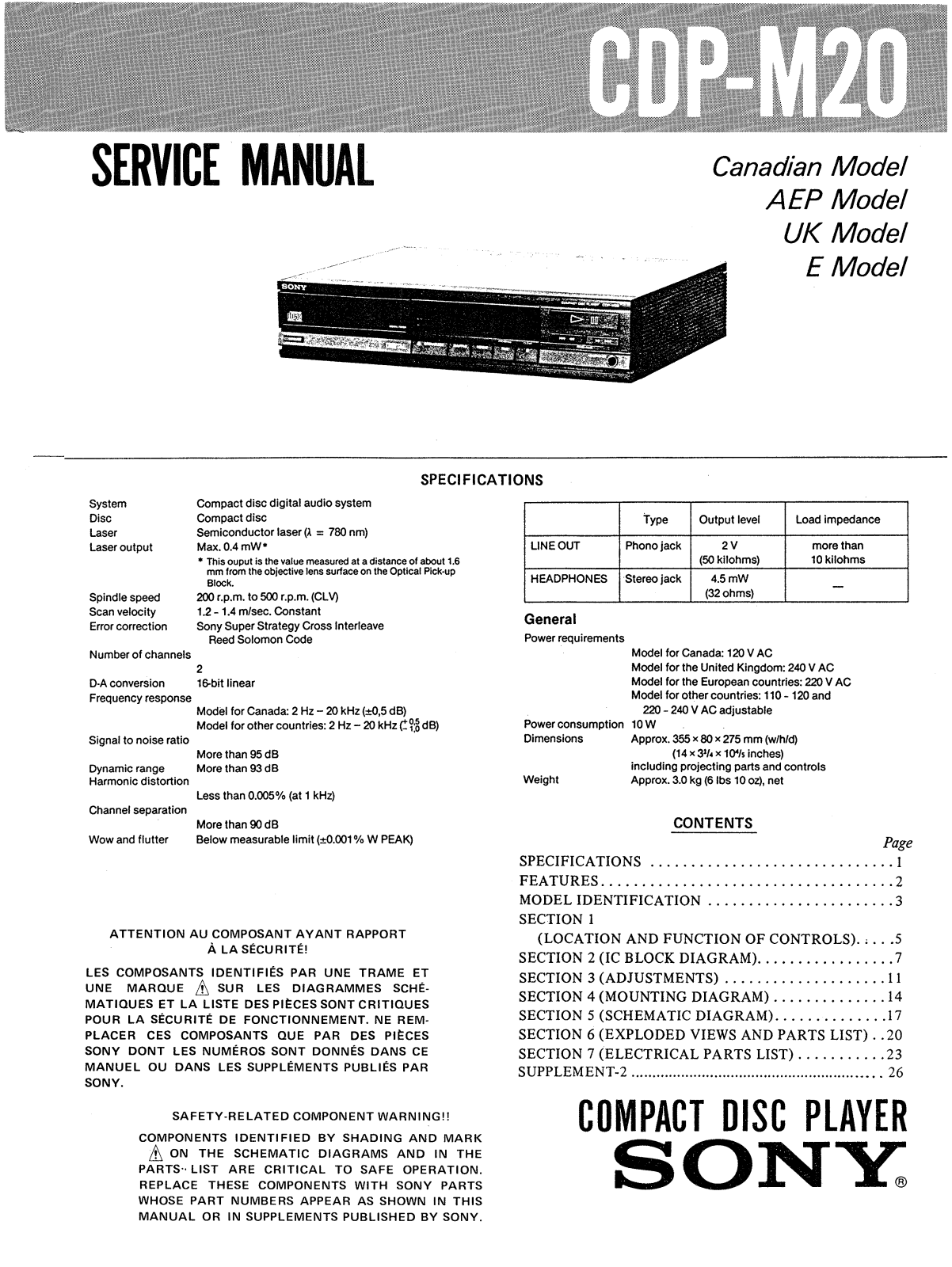 Sony CDPM-20 Service manual