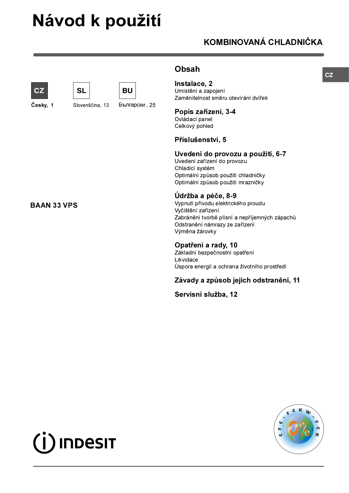 Indesit BIAA 33 F X User Manual