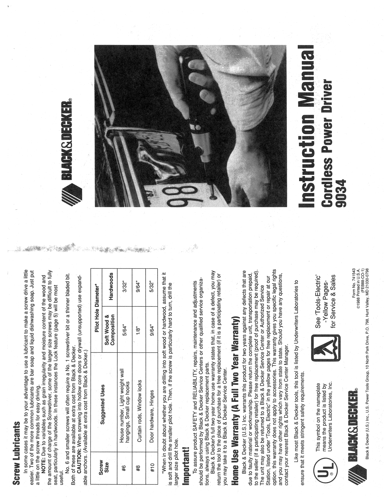 Black & Decker 9034 User Manual