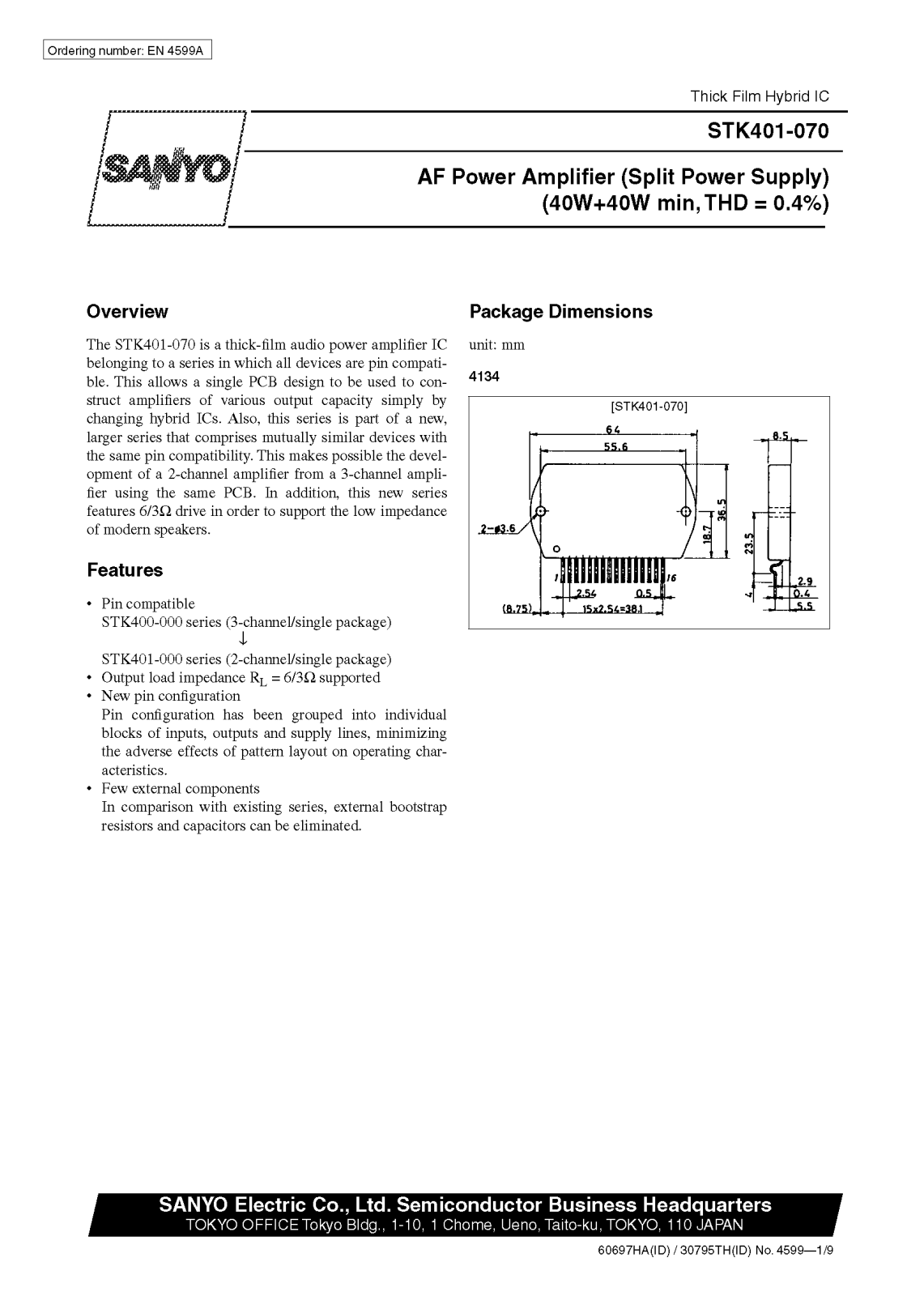 SANYO STK401-070 Datasheet