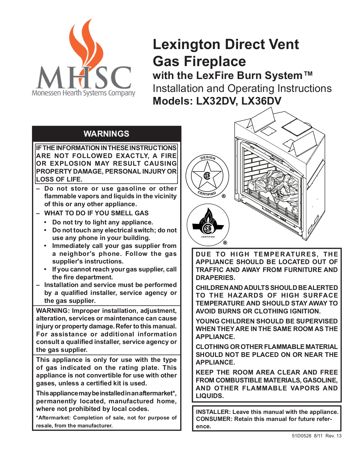 Majestic LX36DVPSB Installation Manual