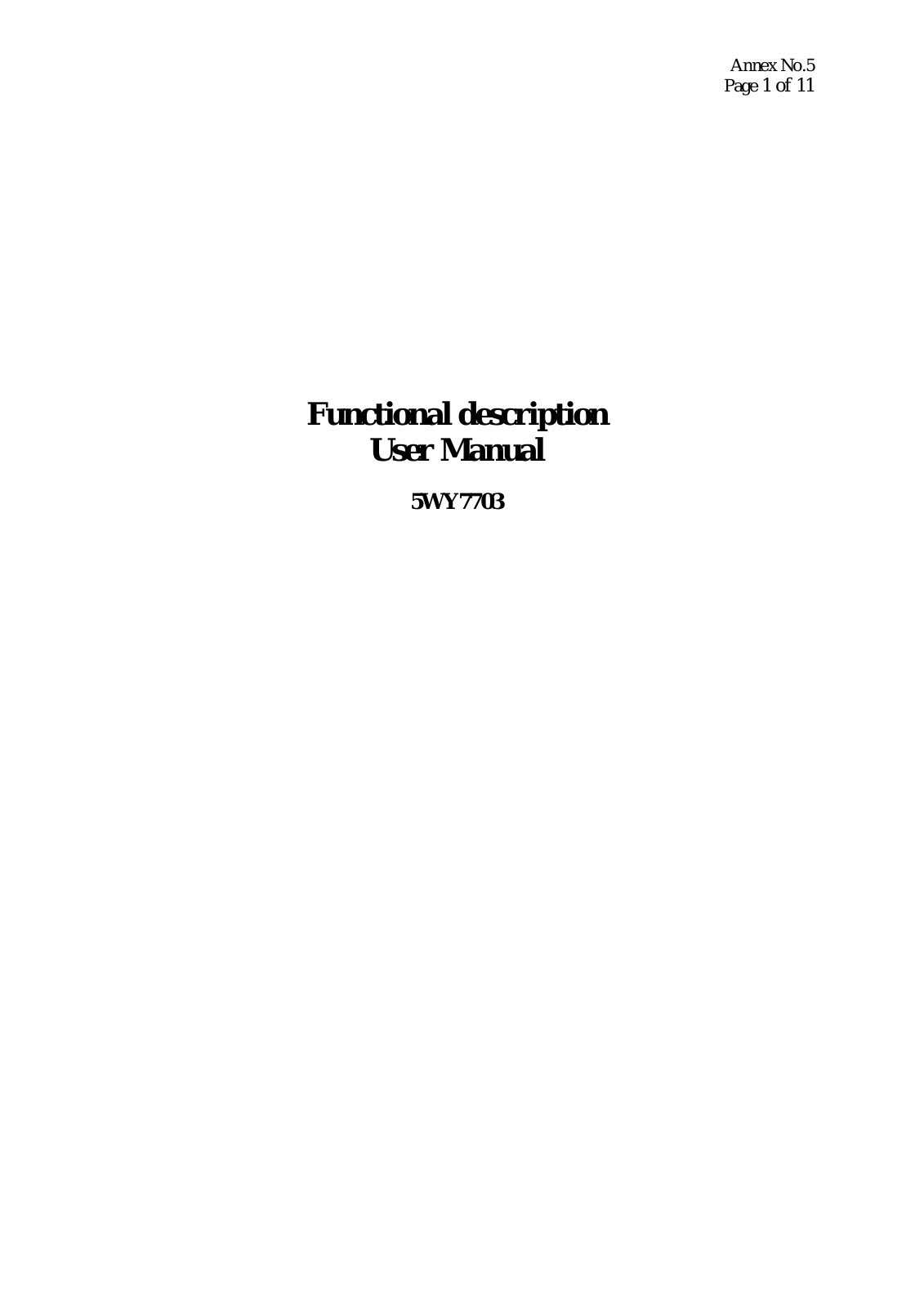 Continental Automotive 5WY7703 User Manual