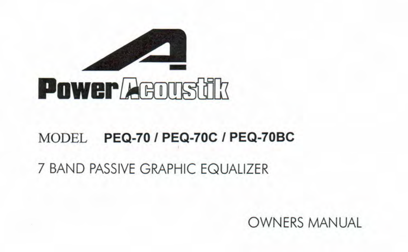 Power Acoustik PEQ-70C Owners Manual