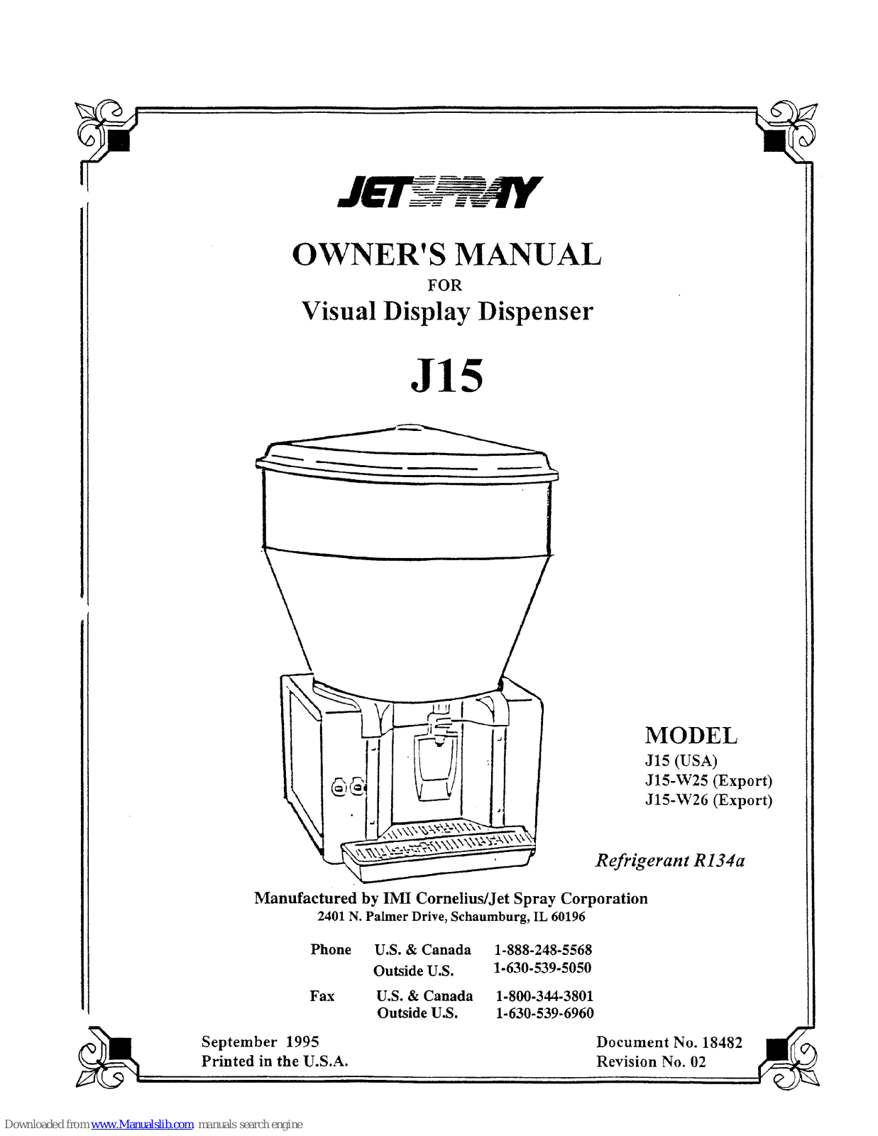 JetSpray J15, J15-W25, J15-W26 Owner's Manual