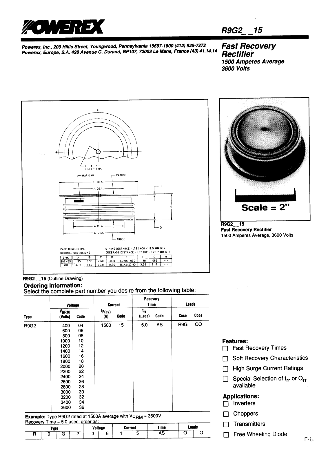 POWEREX R9G22415AS, R9G20615AS, R9G20815AS, R9G20215AS, R9G20415AS Datasheet