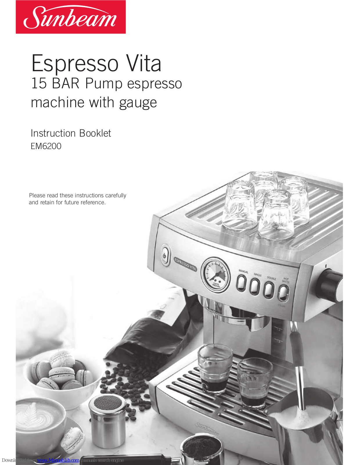 Sunbeam Espresso Vita EM6200 Instruction Booklet