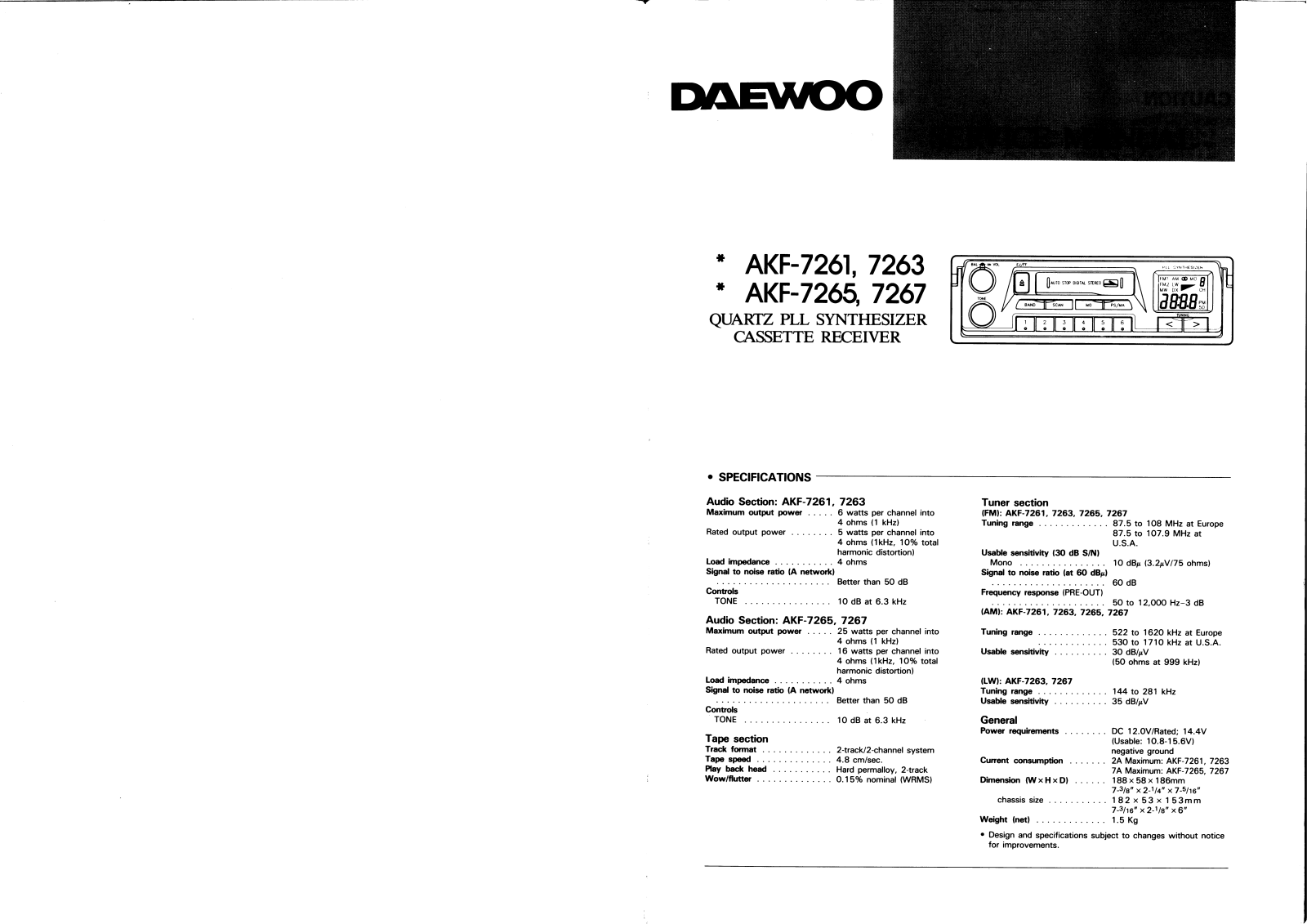 Daewoo AKF-7261 Service Manual