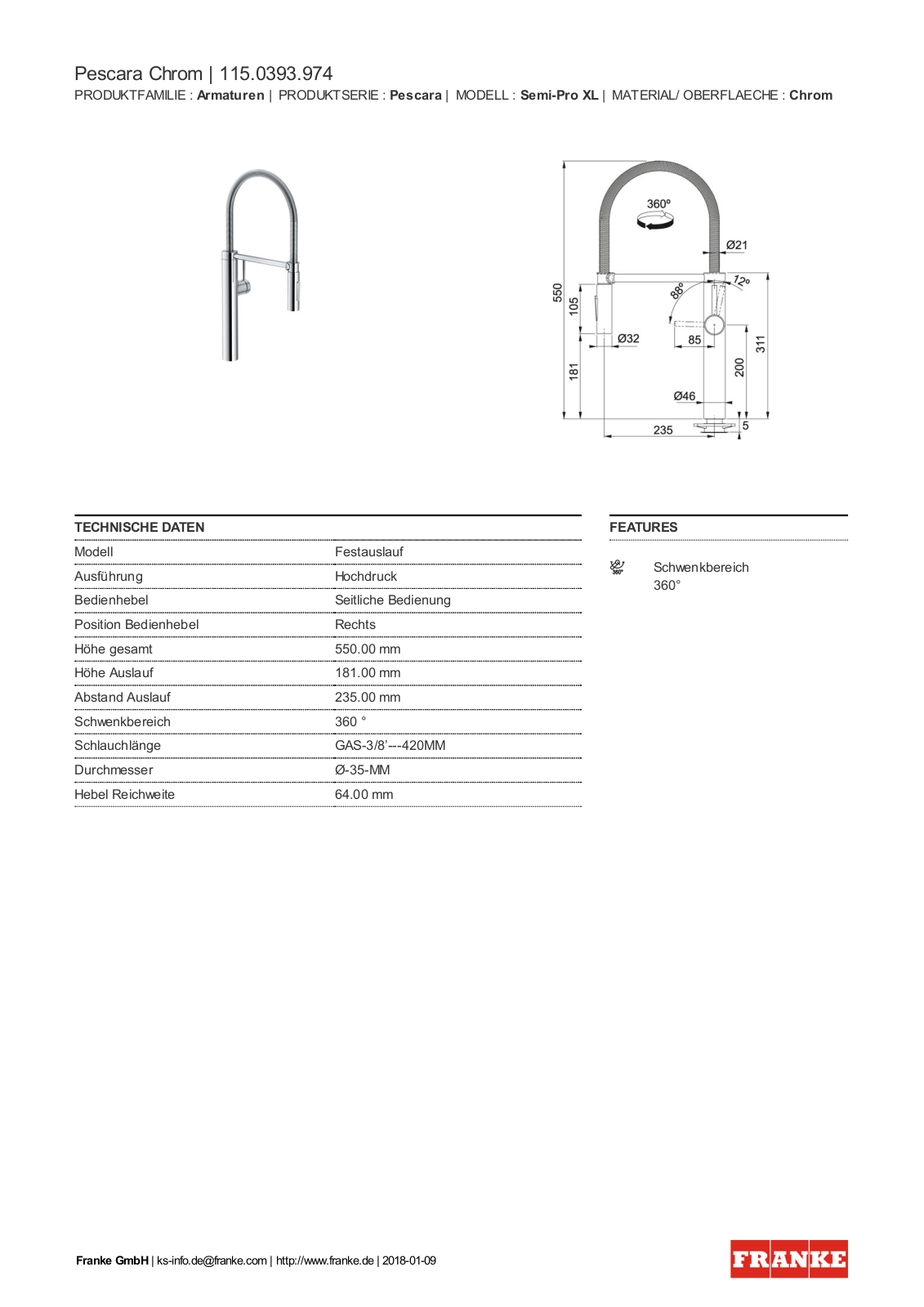 Franke 115.0393.974 Service Manual