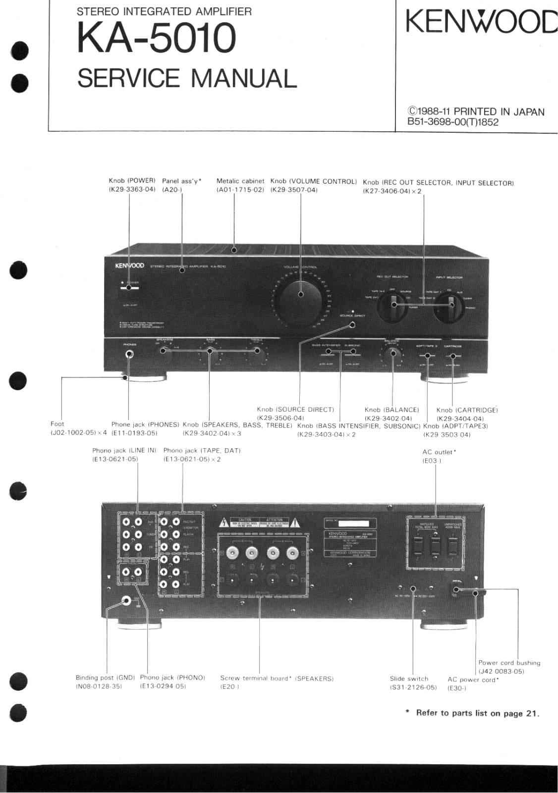 KENWOOD KA 5010 Service Manual