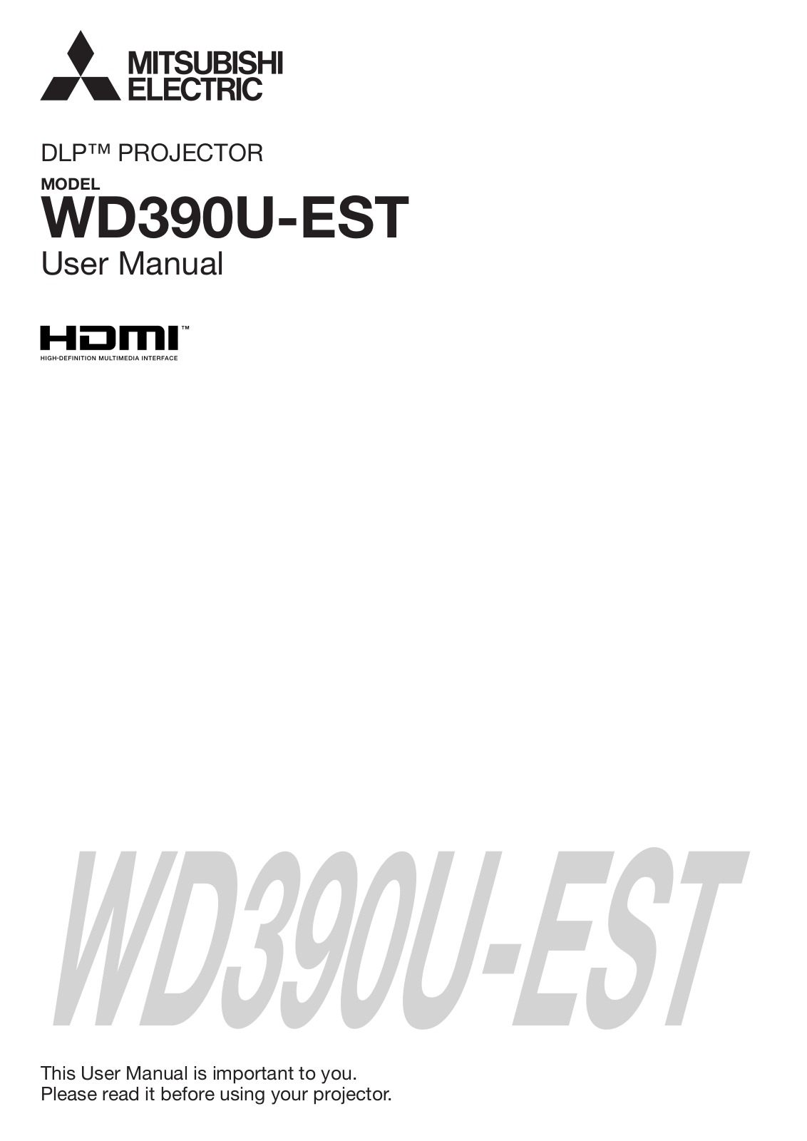 Mitsubishi Electronics WD390U-EST User Manual