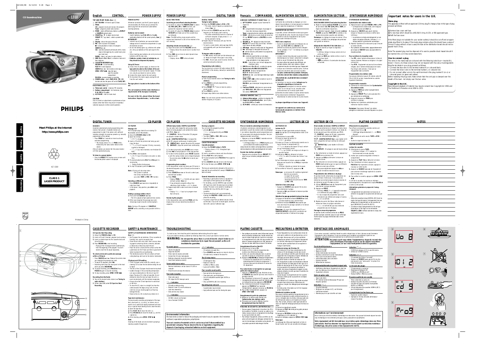 Philips AZ1310 User Manual