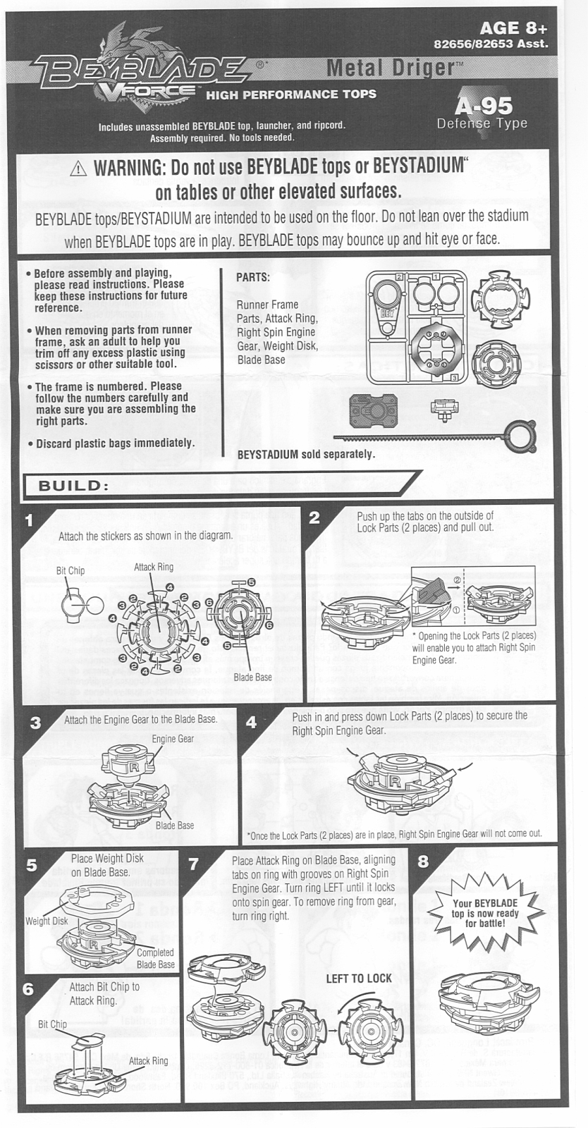 HASBRO Beyblade V Force Metal Driger User Manual