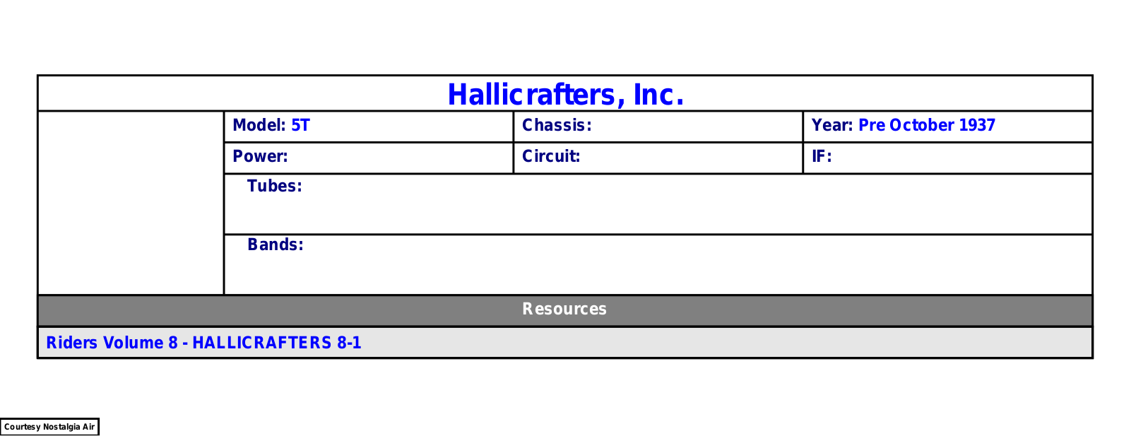 Hallicrafters 5T User Guide