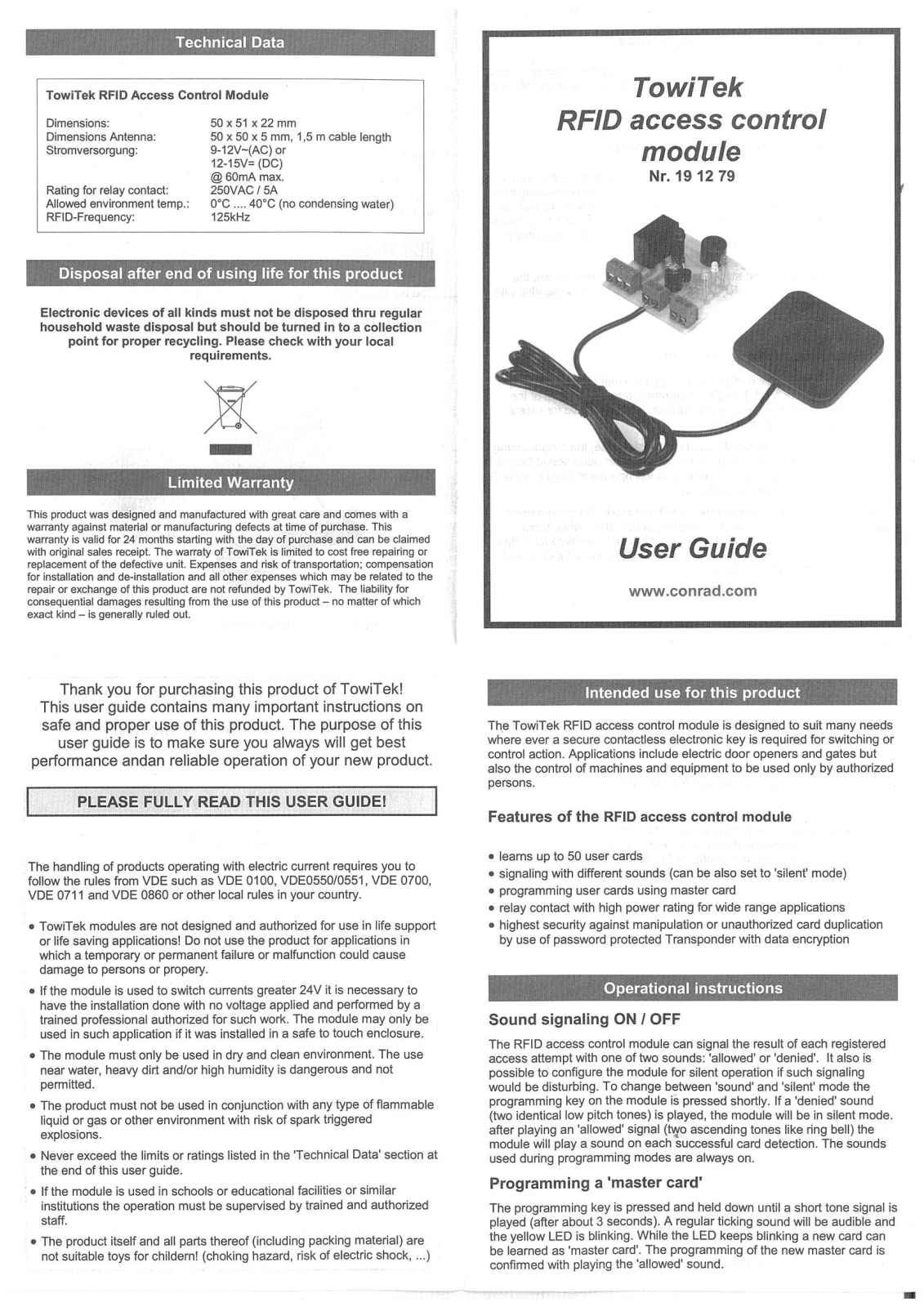 TowiTek RAC 10 User guide