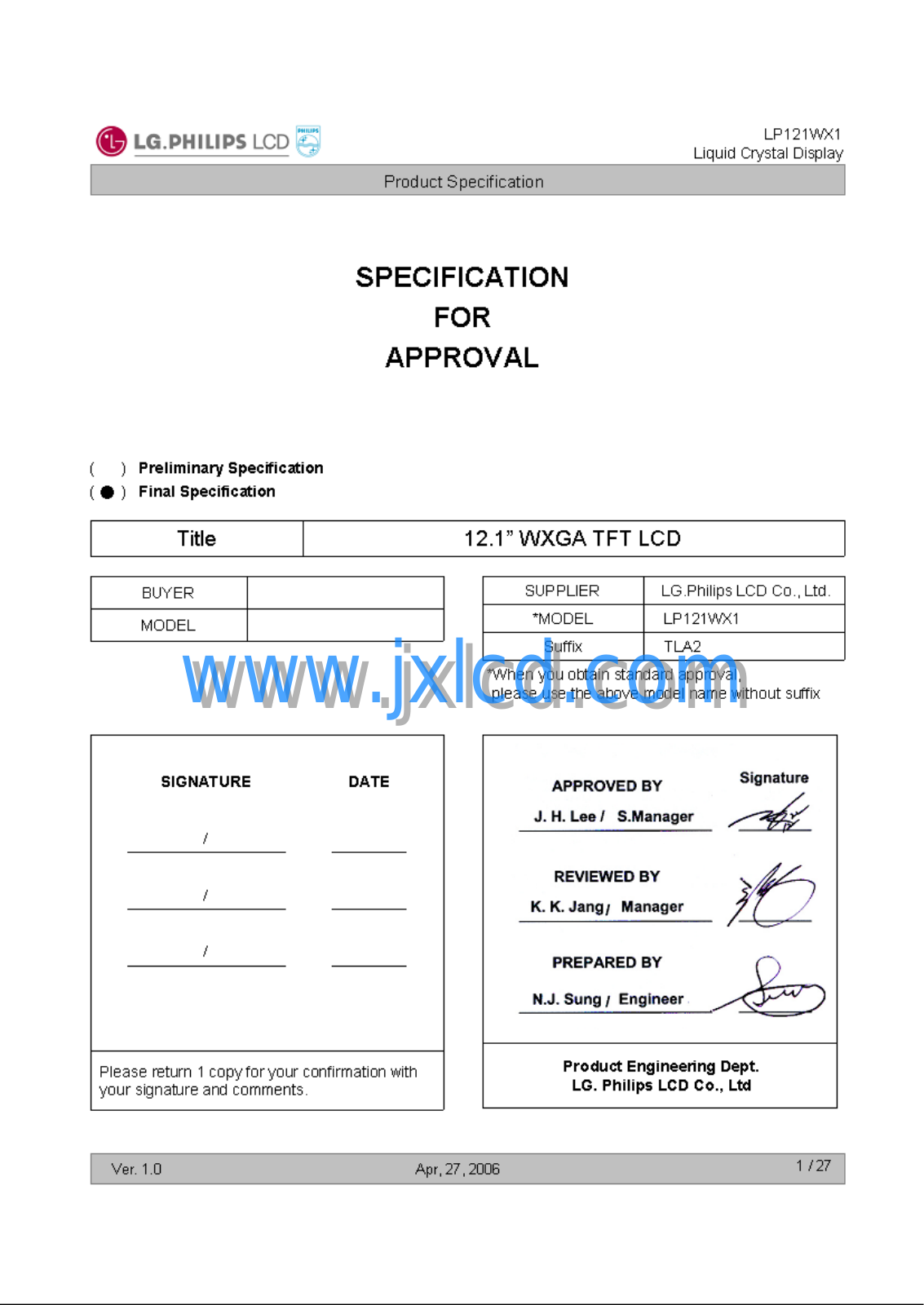 LG LP-121WX1-TLA2 Service manual