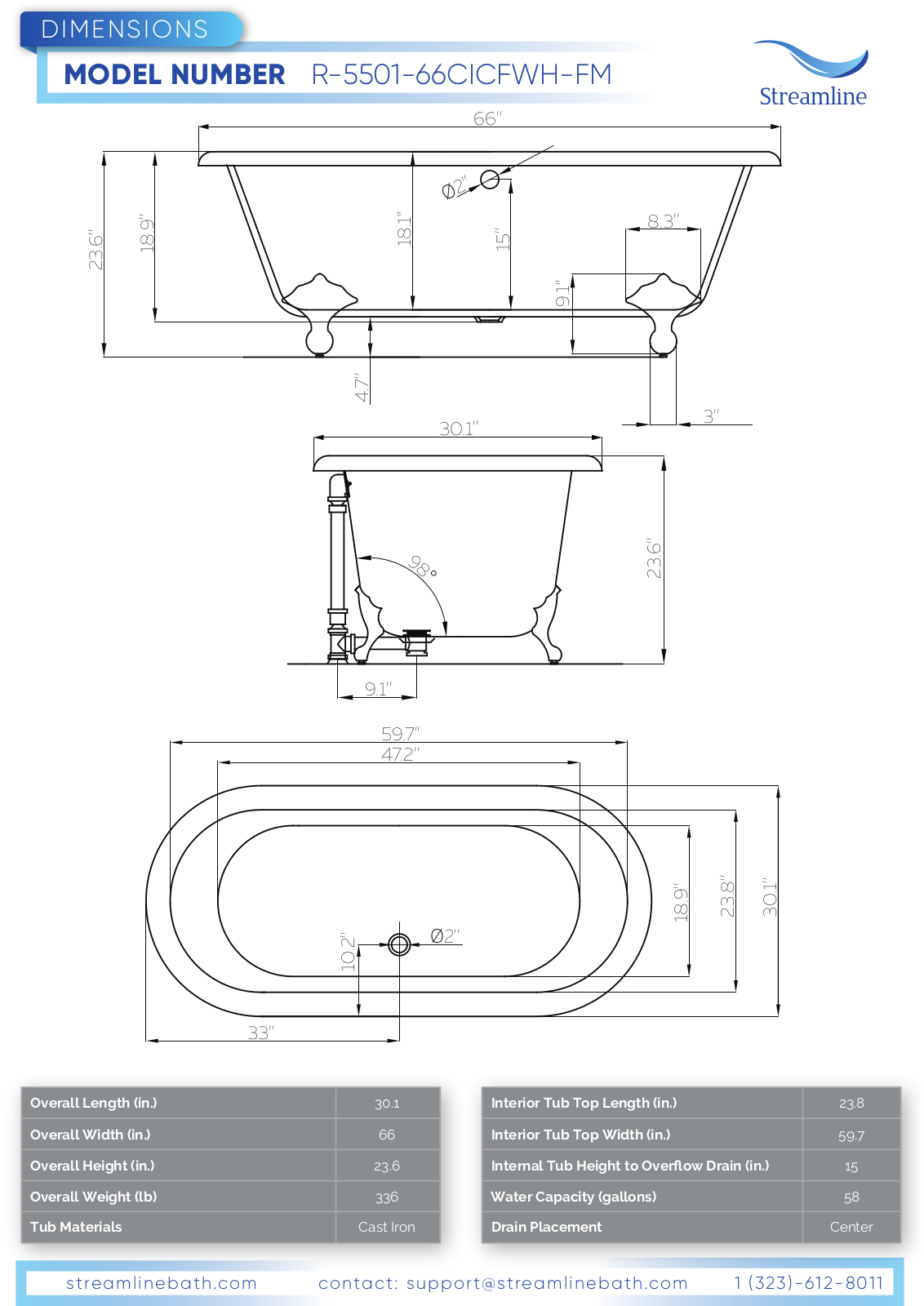 Streamline RH5501WHGLD120 Specifications