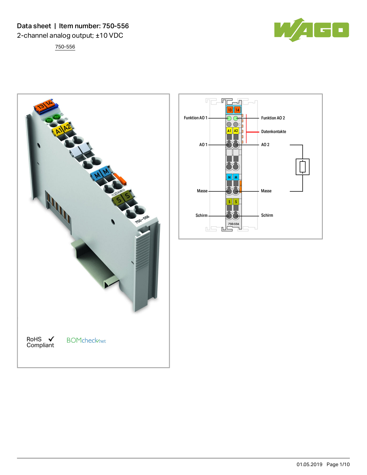 Wago 750-556 Data Sheet