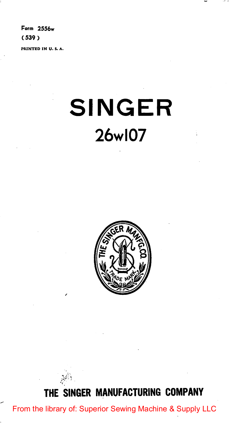 Singer 26W107 User Manual