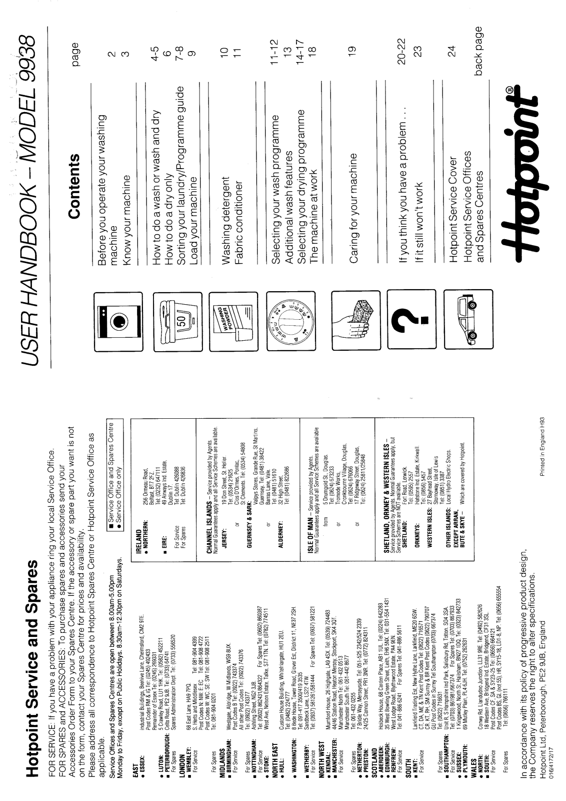 Hotpoint 9938 User Manual