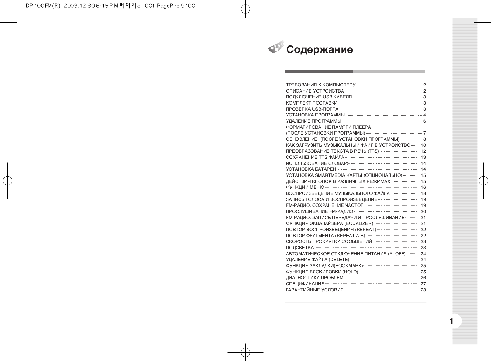 ROVERCOMPUTERS DP100FM User Manual