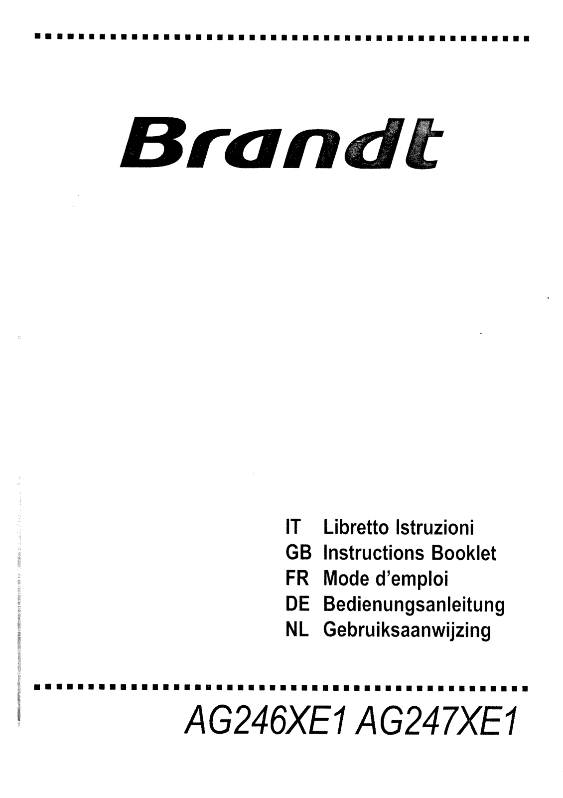 BRANDT AG247, AG236, AG246 User Manual