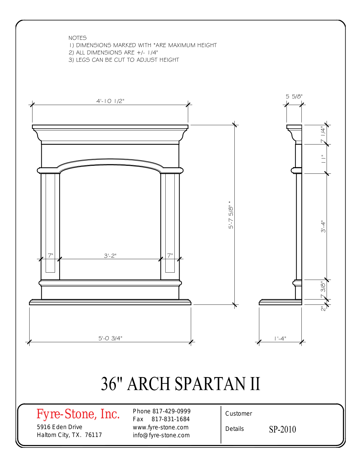 Fyre-Stone FFES1004 Dimensions - ManualMachine.com