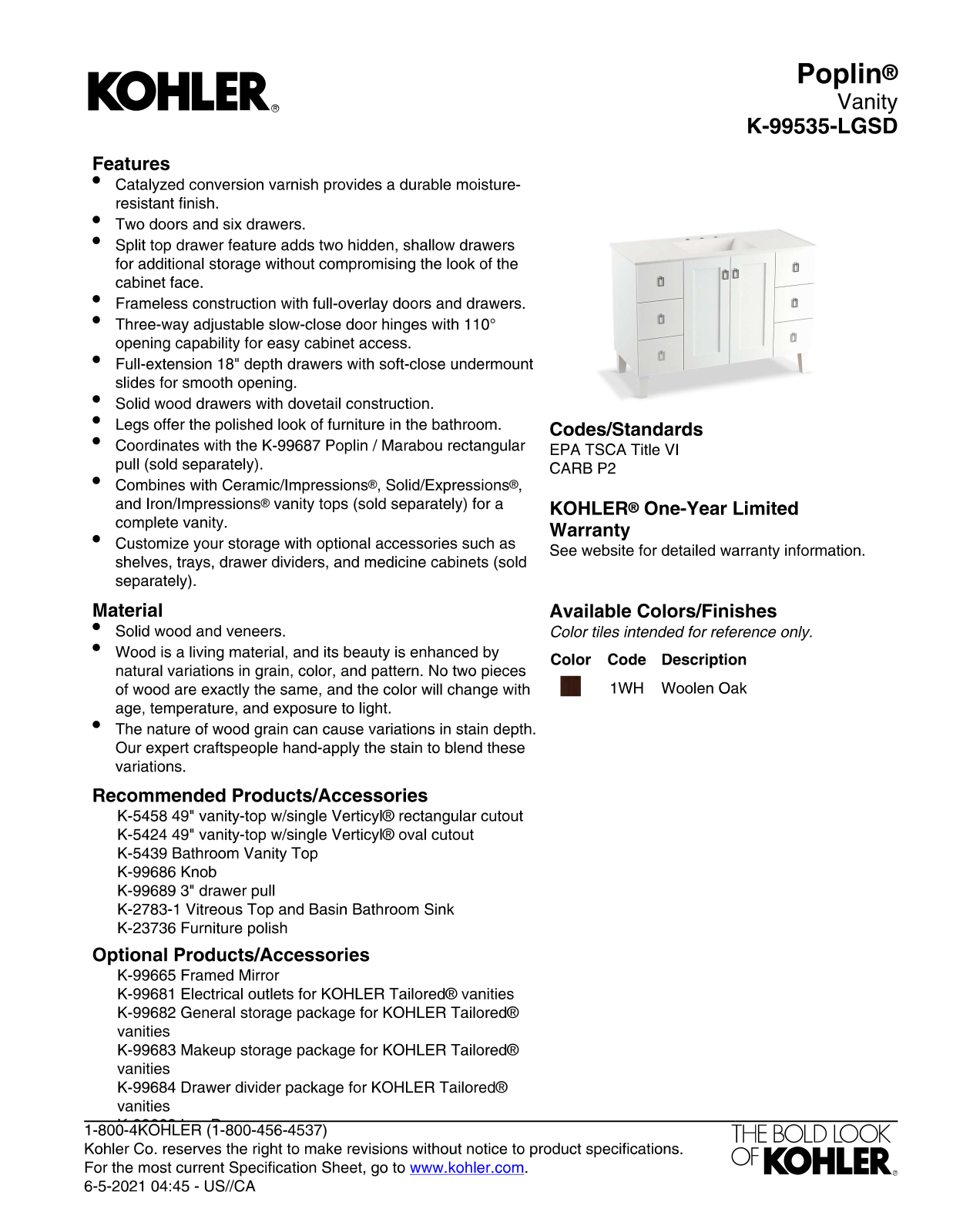 Kohler KOH21556 Specifications - ManualMachine.com