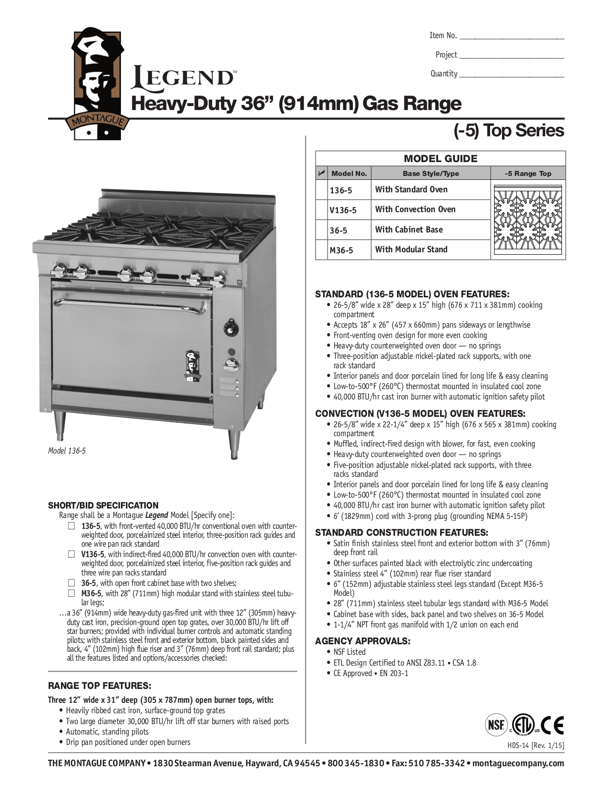 Montague 136-5 User Manual