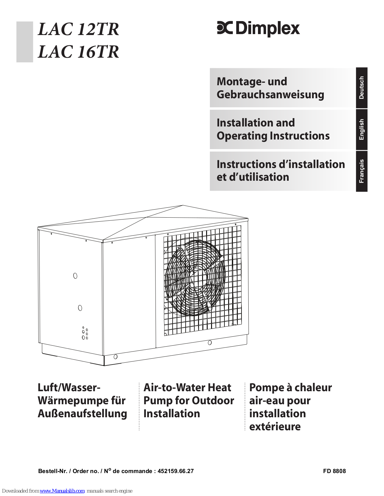 Dimplex LAC 12TR, LAC 16TR Installation And Operating Instructions Manual