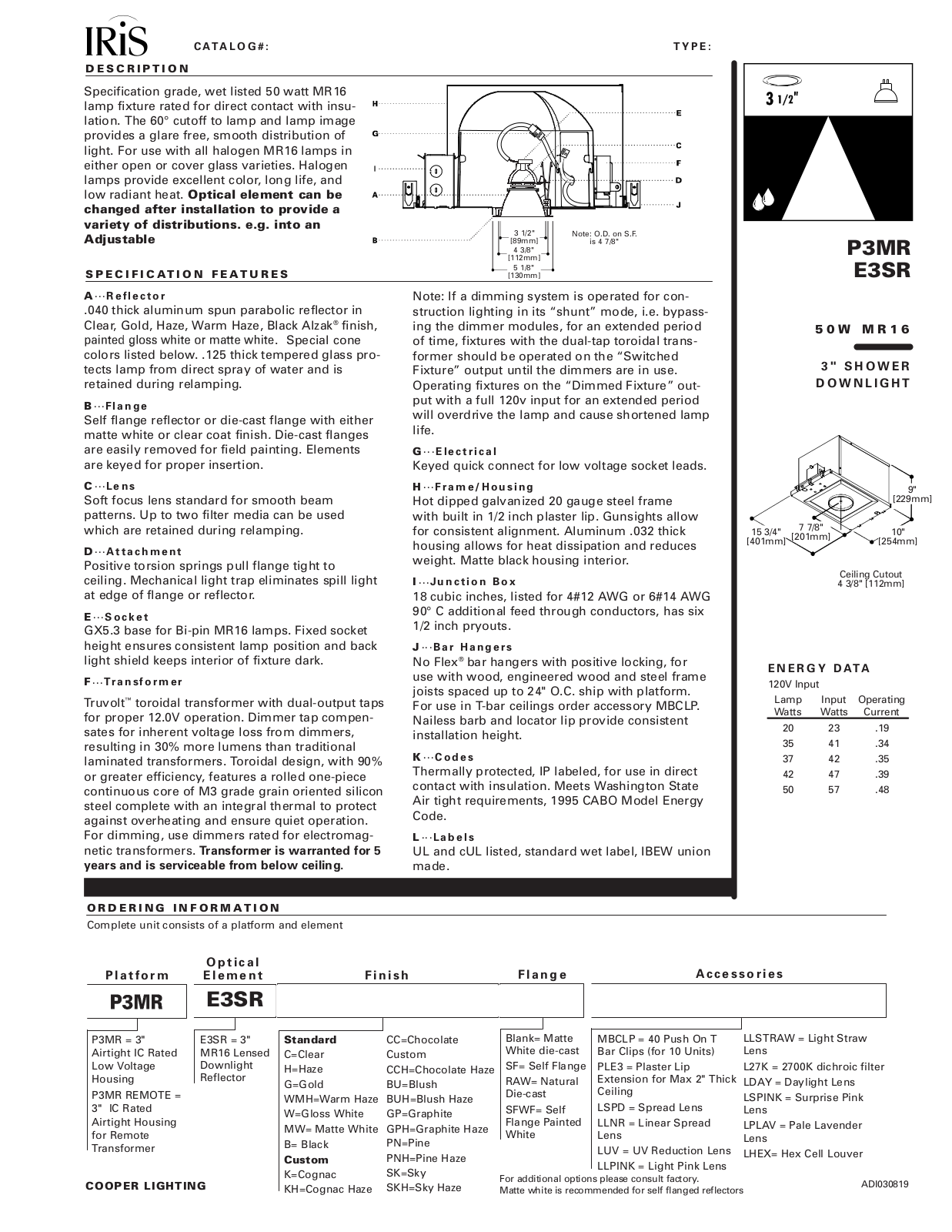 Cooper Lighting E3SR User Manual