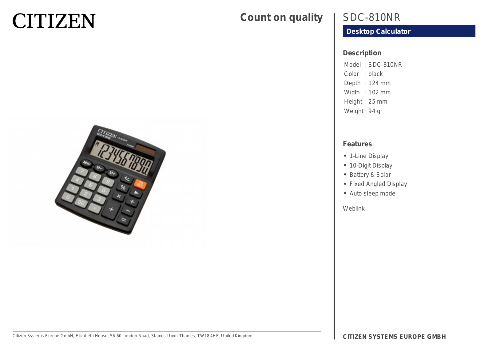 Citizen SDC-810GRE User Manual