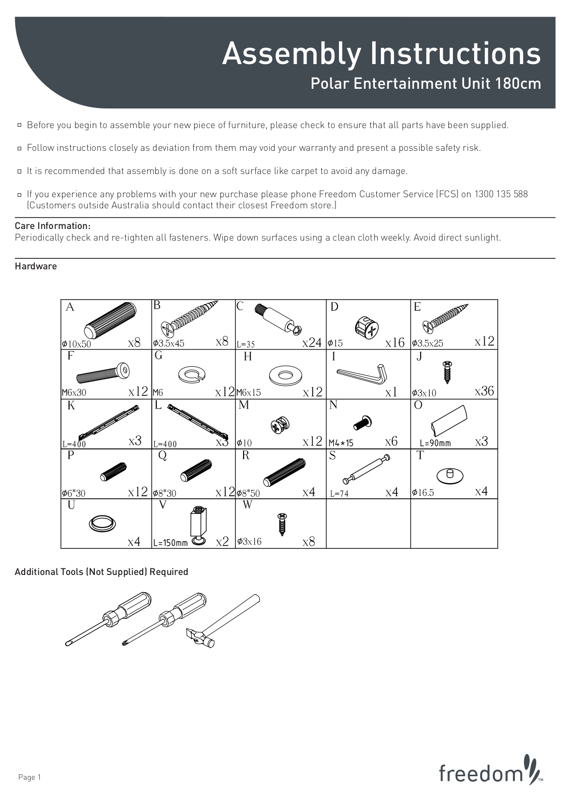 Freedom Polar ETU 180 Assembly Instruction