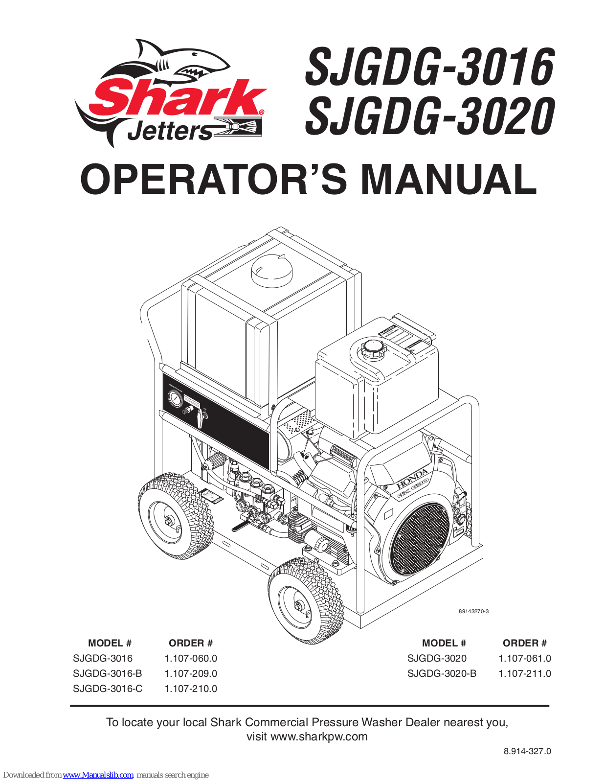 Shark SJGDG-3016, SJGDG-3020, SJGDG-3020-B, SJGDG-3016-B, SJGDG-3016-C Operator's Manual