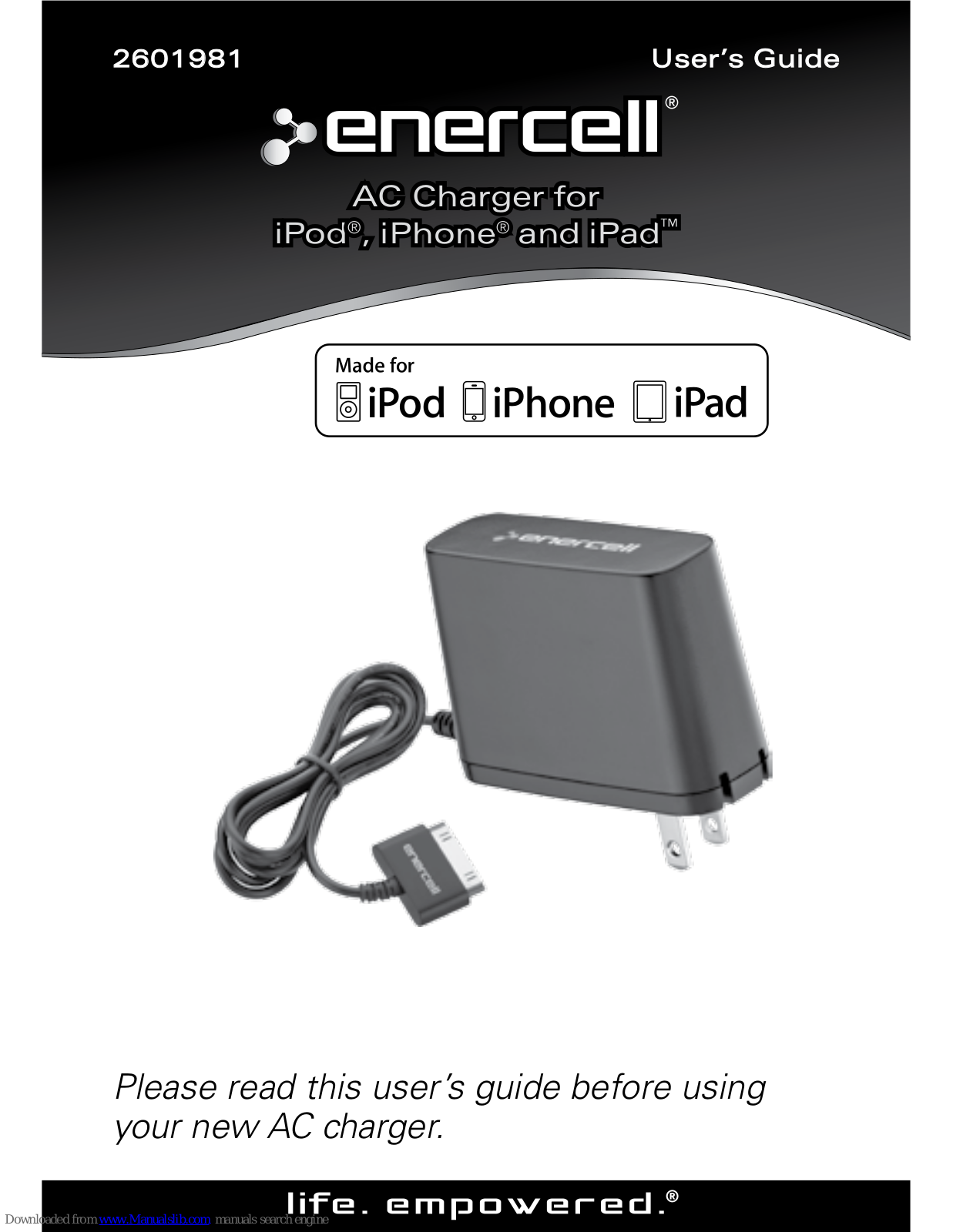 Enercell AC Charger for iPod, iPhone and iPad, 2601981 User Manual