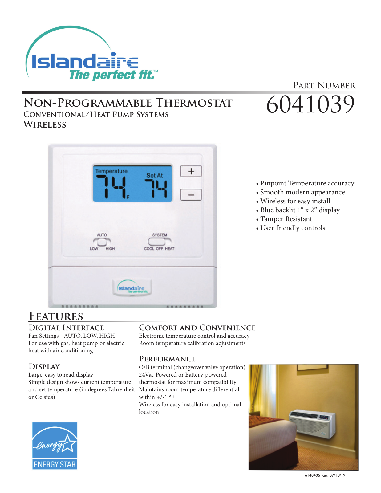 Islandaire 6041039 Specifications