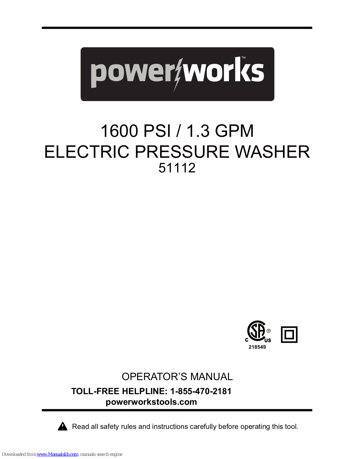 Power works 51112 Operator's Manual