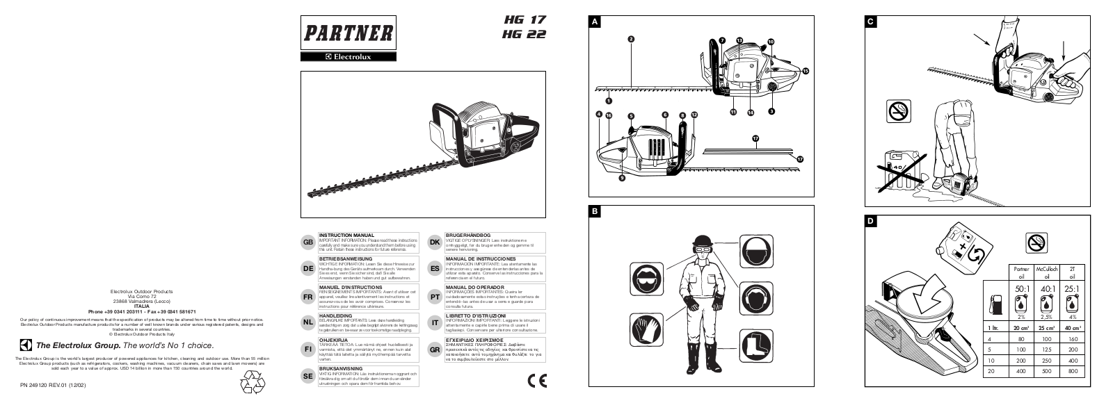 Electrolux HG 17, HG 22 Manual