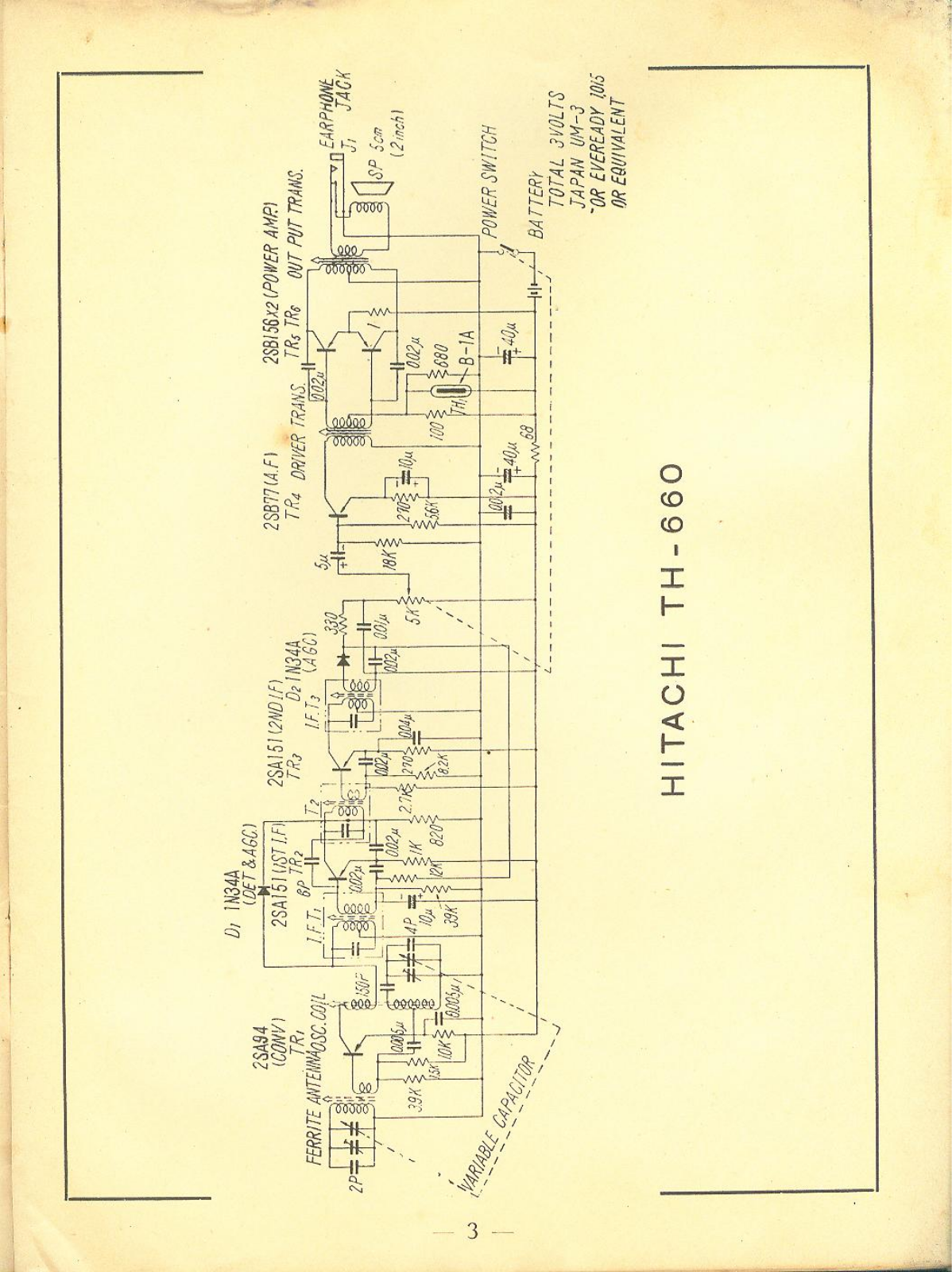 Hitachi RADIO TH-660 Schematic