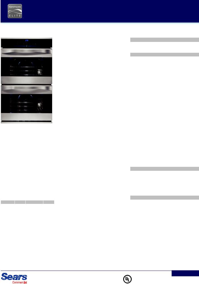 Kenmore Elite 30 Double Wall Oven, 22-48182, 22-48183, 22-48189 Installation Instructions