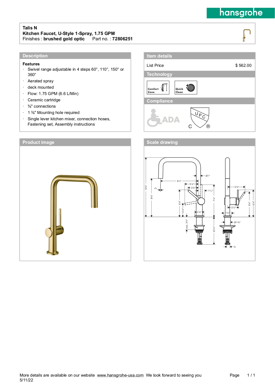 Hansgrohe GCDC1941 Specifications - ManualMachine.com