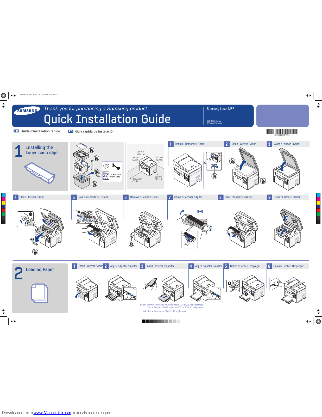 Samsung SCX-340xF series, SCX-340xFW series Quick Installation Manual