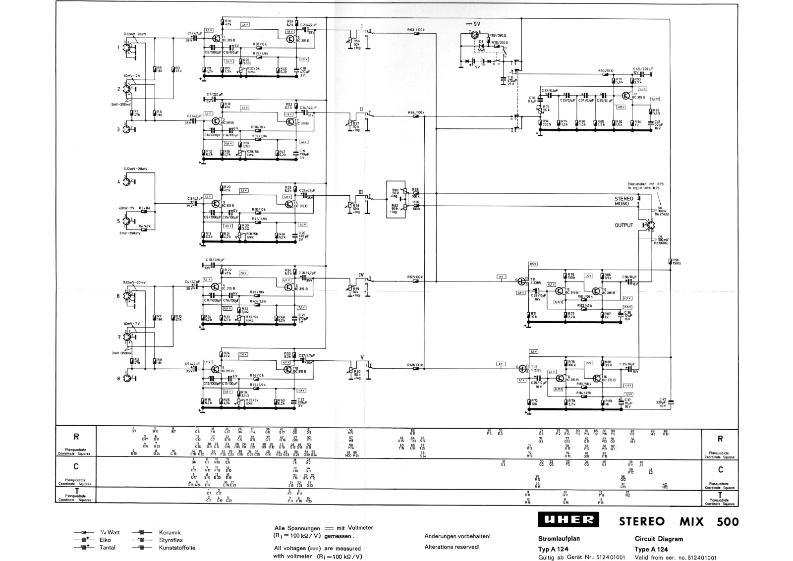 Uher Stereo mix 500 Schematic