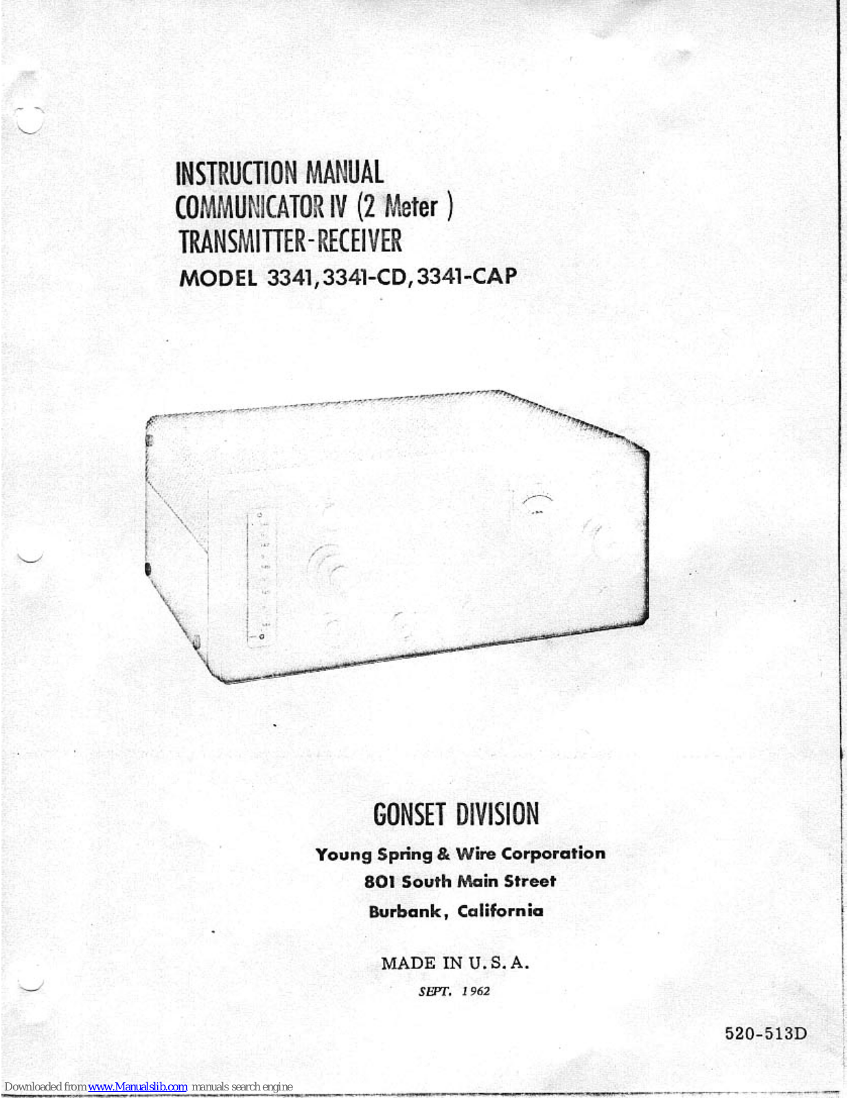 Gonset 3341-CD, 3341-CAP Instruction Manual