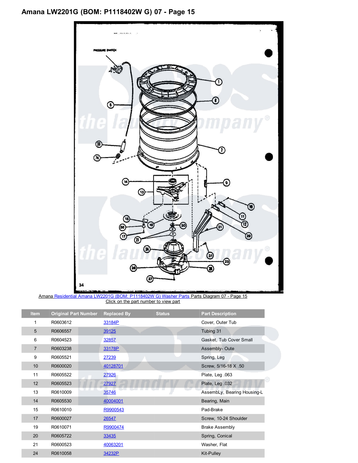 Amana LW2201G Parts Diagram