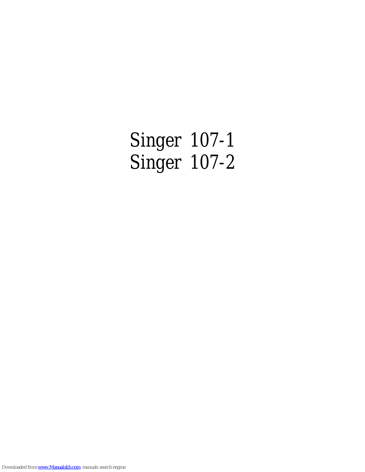 Singer 107-1,107-2 Parts List